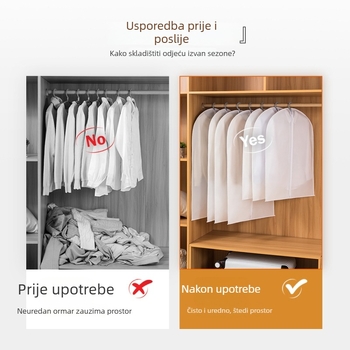 Prozirna PEVA vreća za odjeću, viseći pokrov garderobe sa zatvaračem, za odijela i kapute