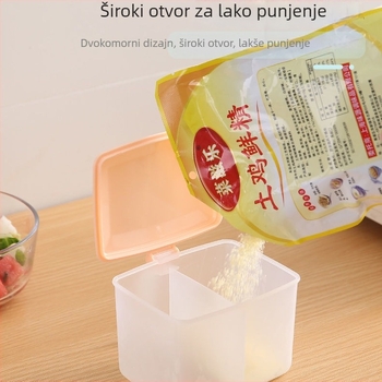 Kuhinjski set posuda za začine s dva odjeljka i poklopcem, plastična solnica