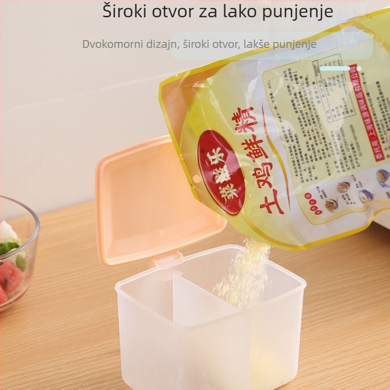 Kuhinjski set posuda za začine s dva odjeljka i poklopcem, plastična solnica