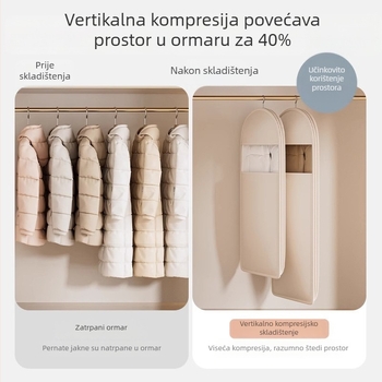 Vješeni zaštitni navlaka za prašinu za jaknu od perja – s prozirnim prozorom za skladištenje u garderobi