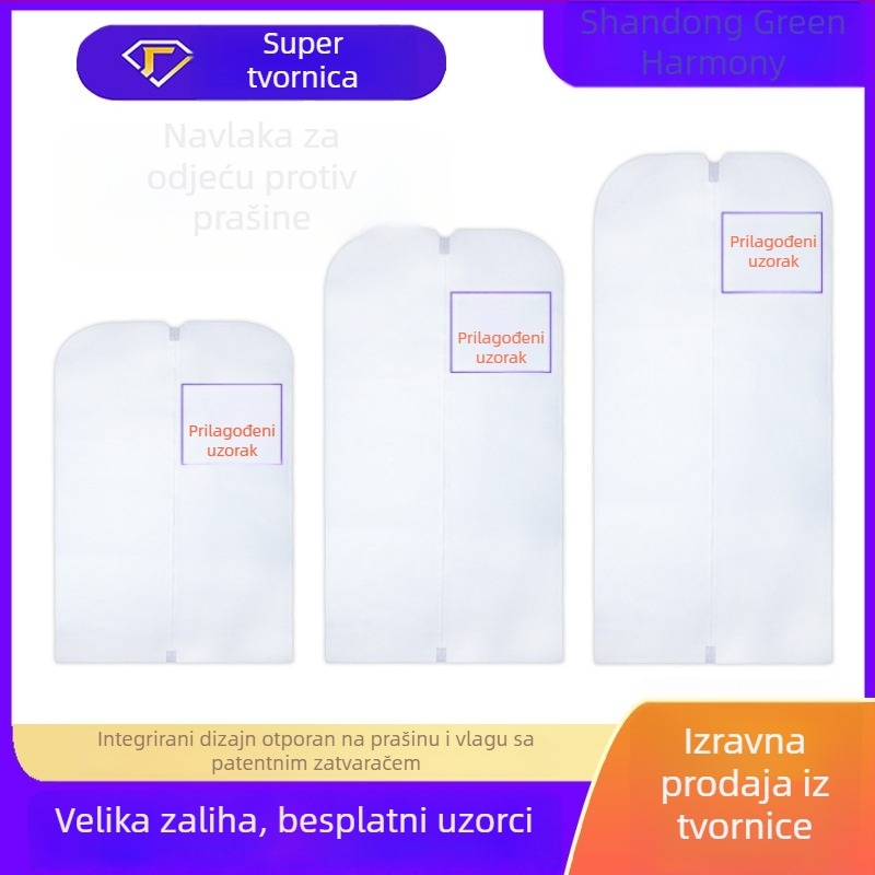 Prozirna vreća za odjeću od netkanog materijala, prozračna, za vješanje – zaštita od prašine za odijela i kapute