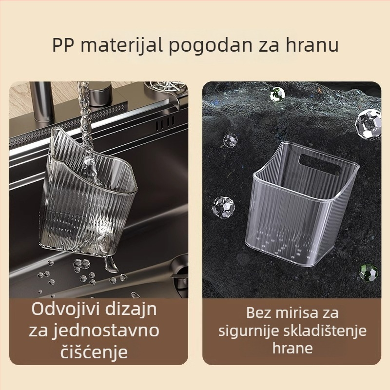 Zidni kuhinjski regal za pohranu s košaricom za luk, češnjak i đumbir te prostorom za začine