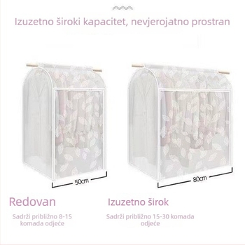 Potpuno zatvoreni prozirni plastični zaštitni navlaka za odjeću, za vješanje kaputa i organizaciju skladištenja