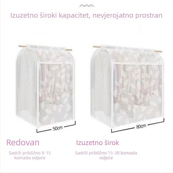 Potpuno zatvoreni prozirni plastični zaštitni navlaka za odjeću, za vješanje kaputa i organizaciju skladištenja
