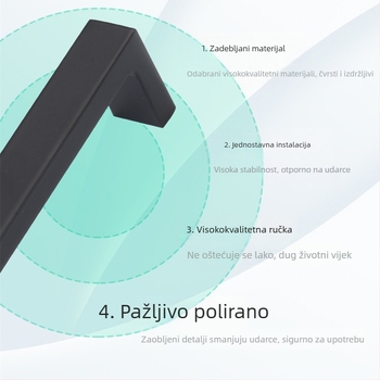 Drška kućišta LS514-1-5, cinkov legura, uspravna ručica kućišta, crna mat ručica za ladicu