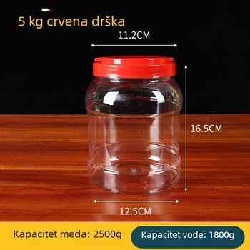 Prozirna PET boca za med, 1800 ml, sa poklopcem