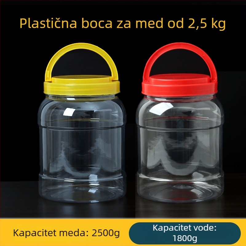 Prozirna PET boca za med, 1800 ml, sa poklopcem