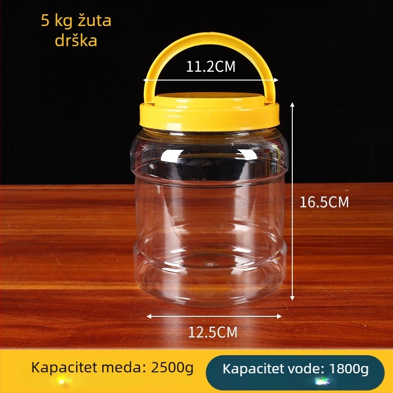 Prozirna PET boca za med, 1800 ml, sa poklopcem