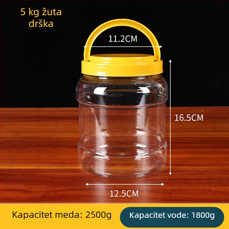 Prozirna PET boca za med, 1800 ml, sa poklopcem