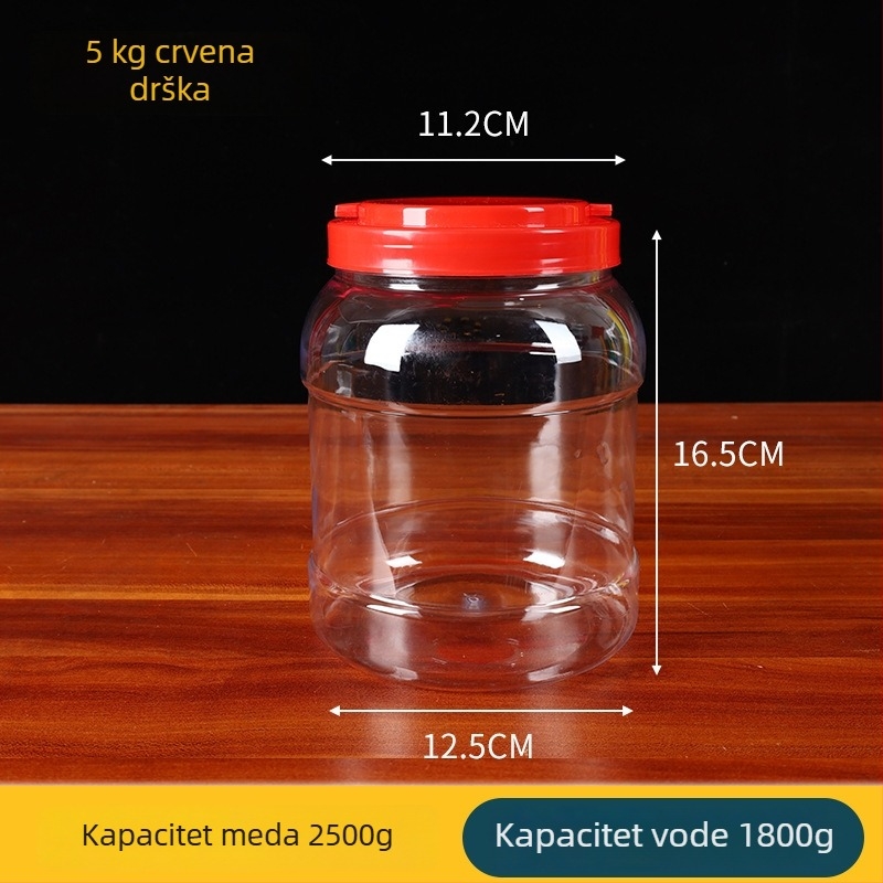 Prozirna PET boca za med, 1800 ml, sa poklopcem