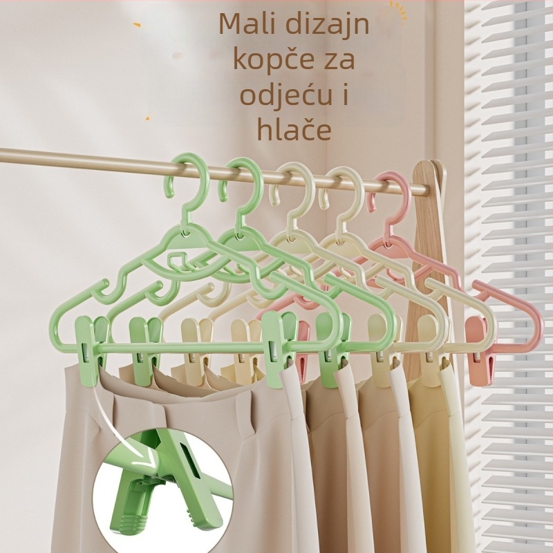 Bezšavna vješalica za odjeću s integriranim klipsom za hlače – 2-u-1 dizajn