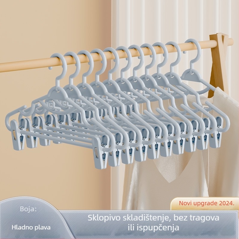Bezšavna vješalica za odjeću s integriranim klipsom za hlače – 2-u-1 dizajn