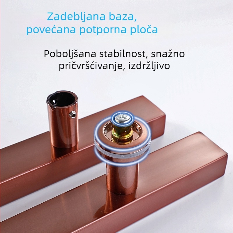 Drška za staklena vrata od nehrđajućeg čelika, kvadratni profil, otisak prsta nije prisutan, s okvirom ili bez okvira, klizna za velike drvene vrata, u nijansama ružičasto zlato, crni titan i zlatne nijanse