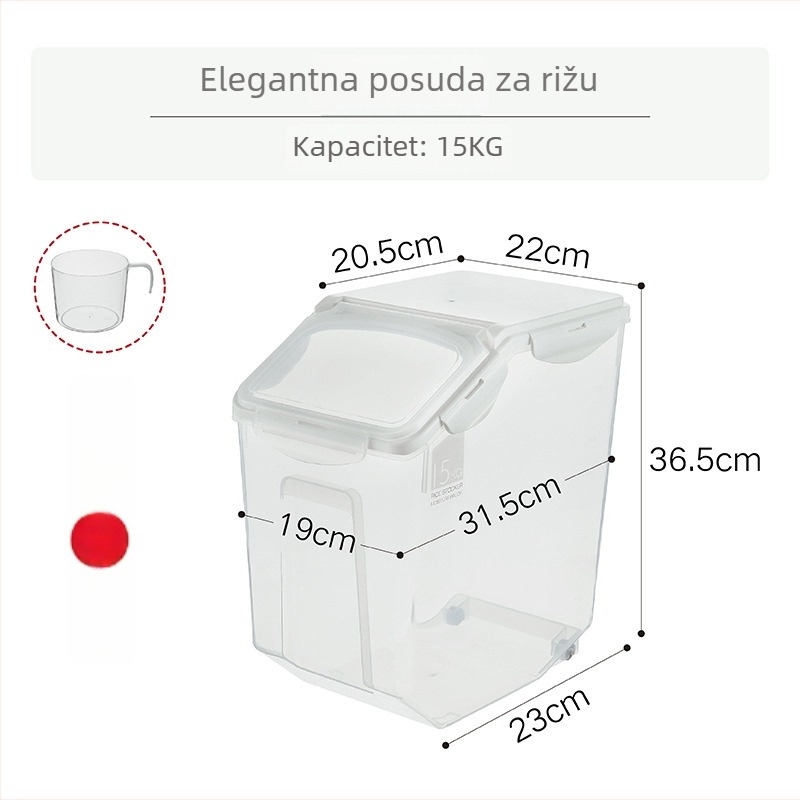 Japanski stil spremnik za skladištenje riže i brašna, zapečaćen, otporan na vlagu, plastičan, 10 L