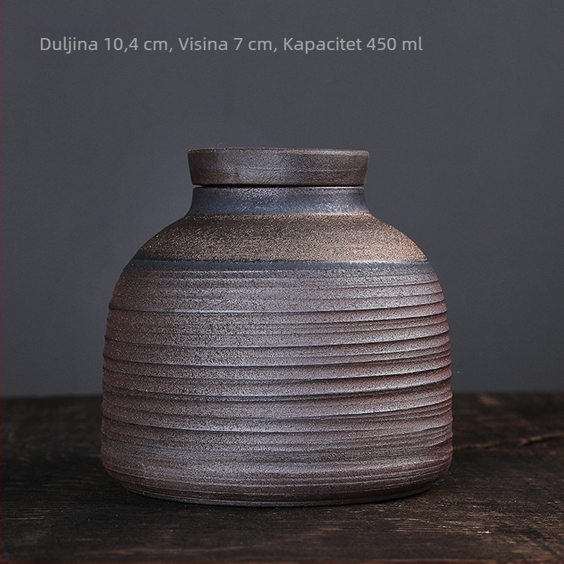 Keramička posuda za čaj sa zlatnim premazom, vintage stil, kompaktna i prijenosna, hermetički zatvoren spremnik za čaj