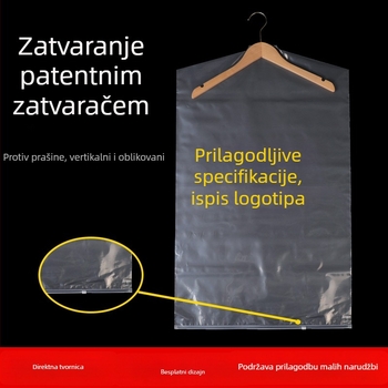 Plastična torba za odjeću s prilagođenim logom, zaštita od prašine, prozirna, sa zatvaračem