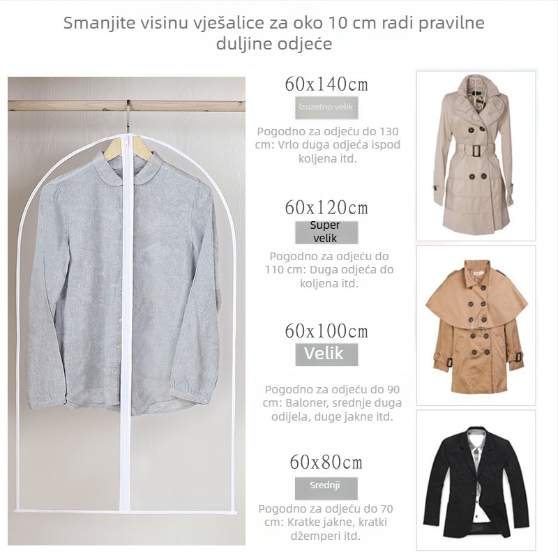 5 komada prozirnih perivih vrećica za odjeću za vješanje – zaštitne navlake protiv prašine za kapute i odijela