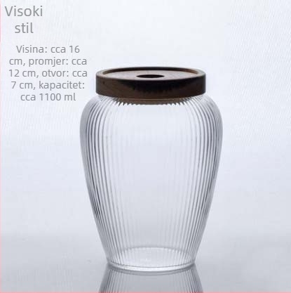 Japanskog stila prugasta staklena posuda za čaj s poklopcem, za čaj i zrna kave