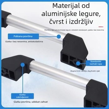 Aluminijska cijevna ručka, ojačana promjera 22 mm, kosim bridom, velika ručka za zaštitna vrata opreme, ručka za CNC stroj
