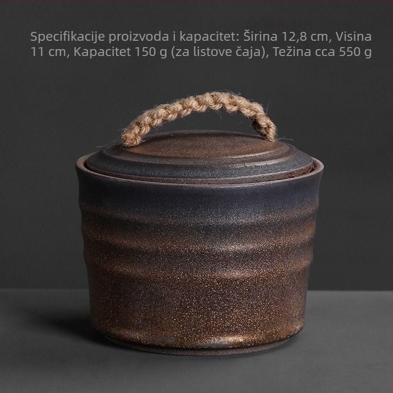 Keramička posuda za čaj sa zlatim širokim otvorom, retro stil, zatvorena skladišna posuda za Pu'er čajna kolačiće