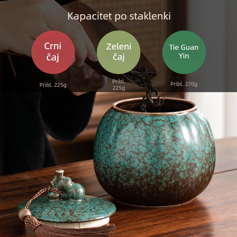 Keramička posuda za čaj sa zatvorenim poklopcem, otporna na vlagu, retro stil, Pu'er privatni čaj