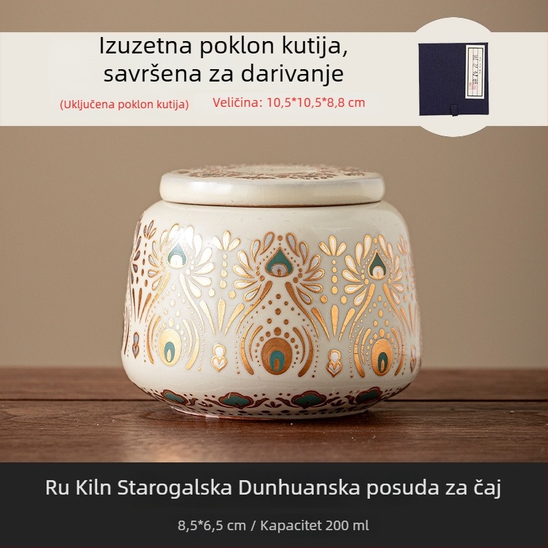 Keramička posuda za čaj Ru Kiln, mala zatvoriva posuda za kućnu upotrebu, luksuzni Pu'er i crni čaj, otporna na vlagu posuda za skladištenje