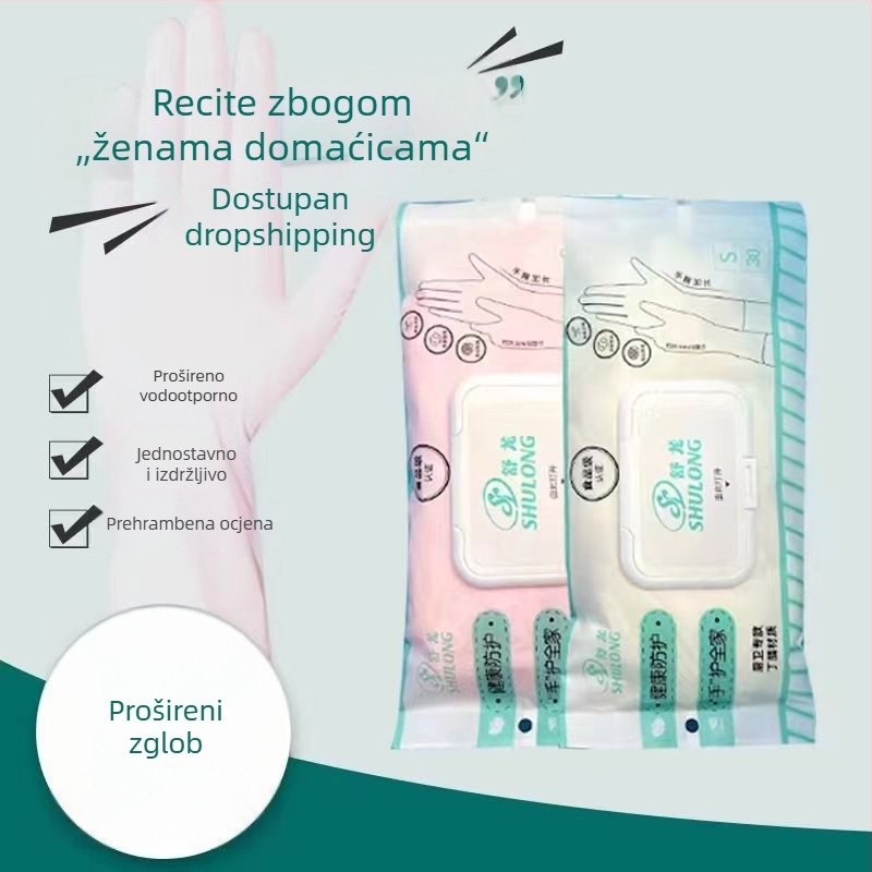 Jednokratne rukavice za pranje posuđa, produžene dužine, nitril, klase hrane, kućna uporaba