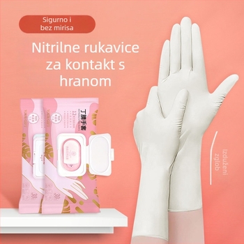 Jednokratne nitrilne rukavice za pranje posuđa i kućno čišćenje, kuhinjska upotreba, izdržljive, prehrambene kvalitete, vodootporne, bez lateksa, tanke
