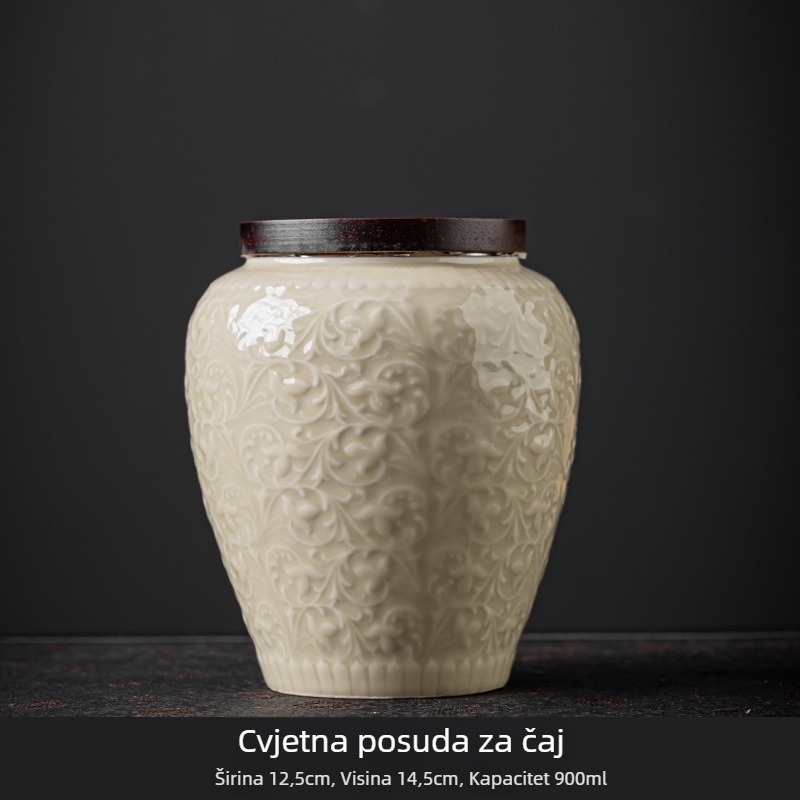 Velika keramička posuda za čaj, hermetičan spremnik za skladištenje zelenog čaja, crnog čaja, Pu'er i Longjing