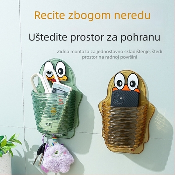 Zidni viseći koš za pohranu, bez bušenja, pogodna za dnevni boravak, kupaonicu i kuhinju, stalak za otjecanje štapića