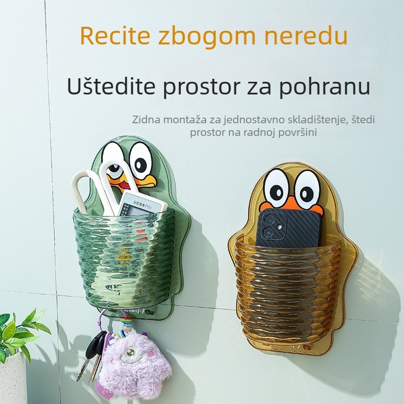 Zidni viseći koš za pohranu, bez bušenja, pogodna za dnevni boravak, kupaonicu i kuhinju, stalak za otjecanje štapića