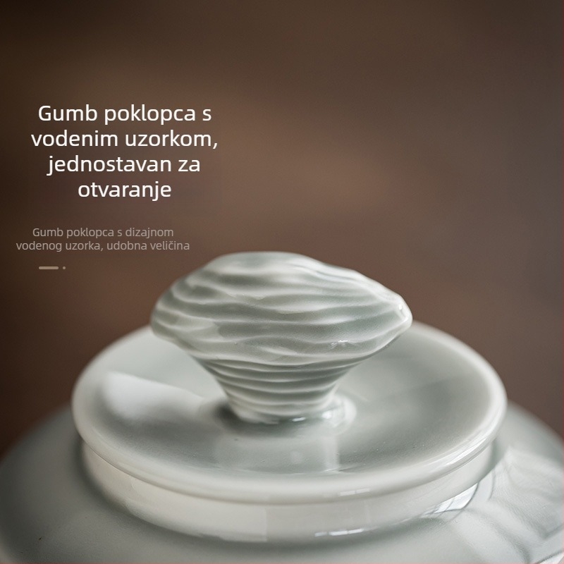 Keramička posuda za čaj s ledeno-sivom glazurom, srednje veličine, vodootporna i čvrsto zatvorena, za kućnu upotrebu, kineski stil, posuda za zeleni i bijeli čaj, Pu'er čaj posuda