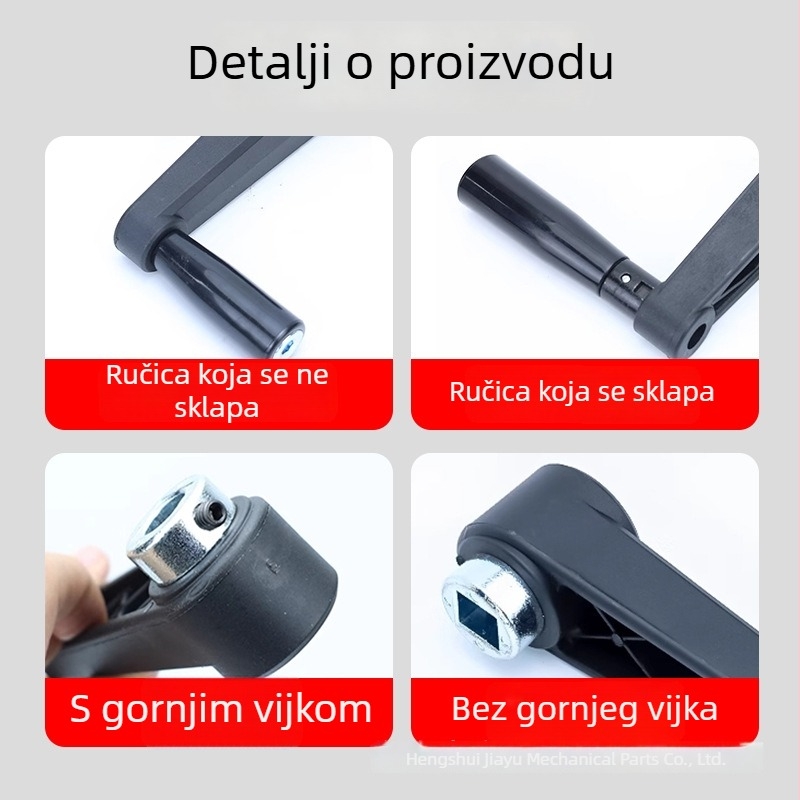 Sklopiva ručna ručica za strojeve s kružnim i kvadratnim otvorima, najlonska ručica, mehaničko okretanje