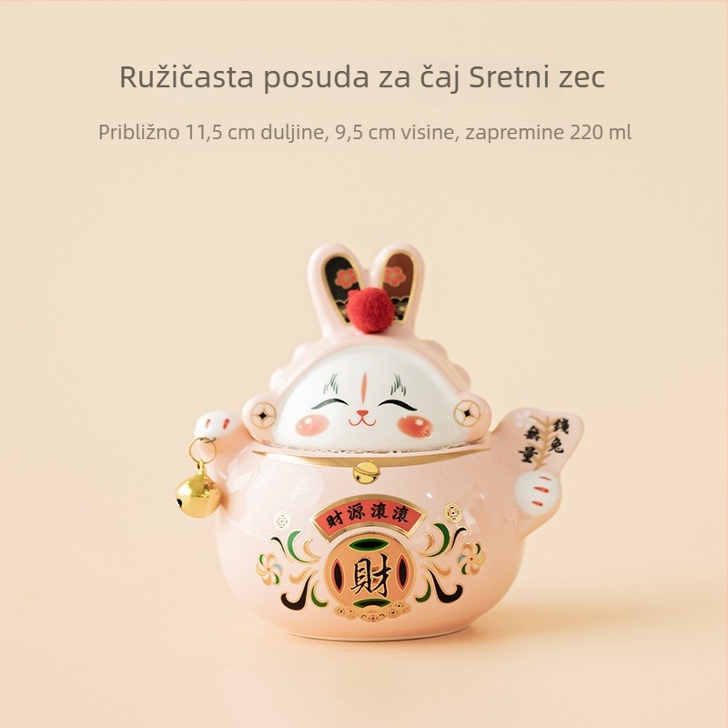 Keramička kutija za čaj sa motivom zeca, hermetična posuda za čaj, stolna dekoracija