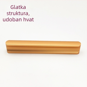 Crna aluminijska kvaka za ormariće – moderni minimalistički stil, zlatna nijansa, produžena za vrata i ladice