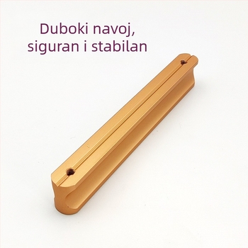 Crna aluminijska kvaka za ormariće – moderni minimalistički stil, zlatna nijansa, produžena za vrata i ladice