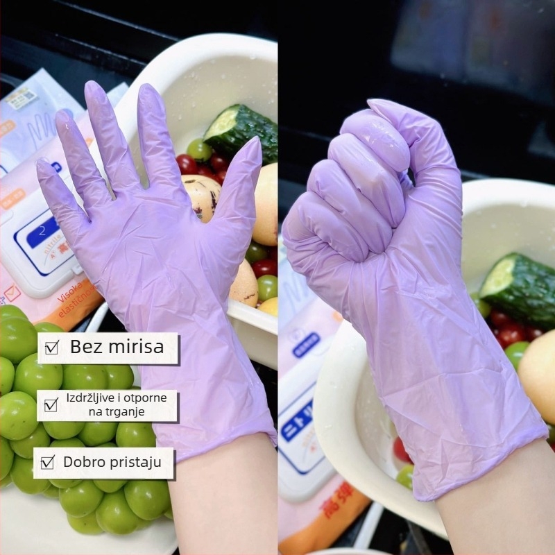 Debele nitrilne rukavice za kućnu upotrebu: kuhinja, pranje posuđa, pranje rublja; vodootporne, izdržljive, otporne na kidanje, visoke čvrstoće, prehrambene klase.