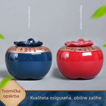 Keramična posuda za čaj u obliku persimona, plava i crvena glazura, retro stil, ispis logotipa, poklon kutija za Novu godinu i vjenčanje