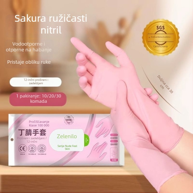 Rukavice od nitrila, s kvalitetom hrane, produžene kuhinjske rukavice za pranje posuđa, izdržljive jednokratne rukavice