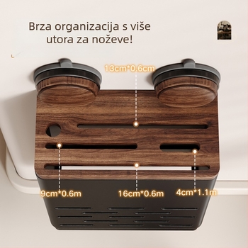 Orahov kuhinjski stalak, višeslojni stalak za začine, zidni bez bušenja, organizator poklopaca i noževa, u starinskom stilu
