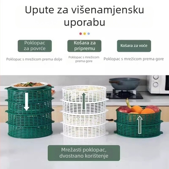 Domaći višefunkcionalni pokrov za hranu s višeslojnim perforiranim dizajnom, pokrov za ostatke hrane na stolu s integriranim odvodnim košem, protiv insekata