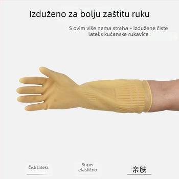 Camida produžene latex rukavice za kuhinju i kućanske poslove, za pranje suđa i rublja, vodootporne, prirodni latex, debeli