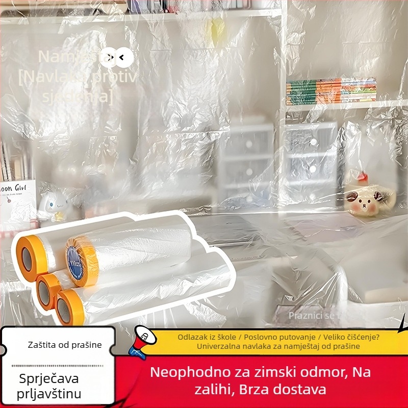 Prozirna jednokratna zaštitna navlaka za namještaj protiv prašine, debeli višefunkcionalni plastični film za kućnu dekoraciju i zaštitu od prašine