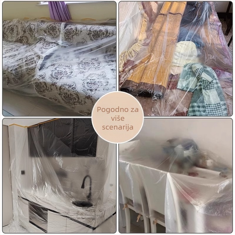 Prozirna jednokratna zaštitna navlaka za namještaj protiv prašine, debeli višefunkcionalni plastični film za kućnu dekoraciju i zaštitu od prašine