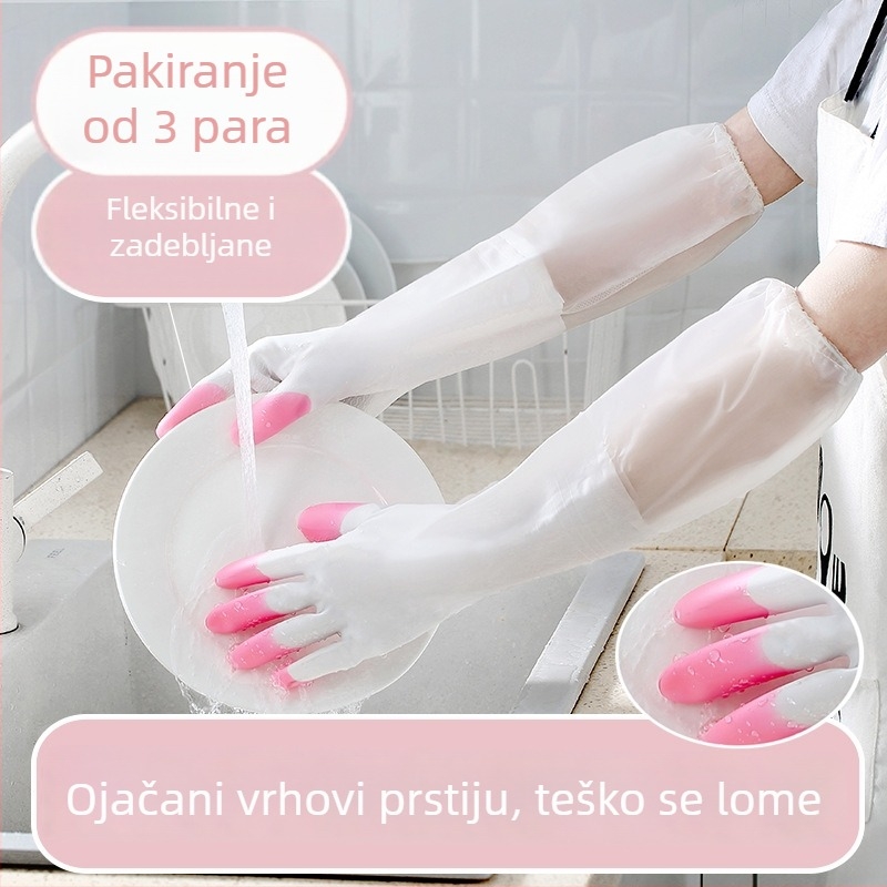 Ženske PVC rukavice za pranje suđa, s dugim rukavom, debeli, vodootporni za kućnu upotrebu