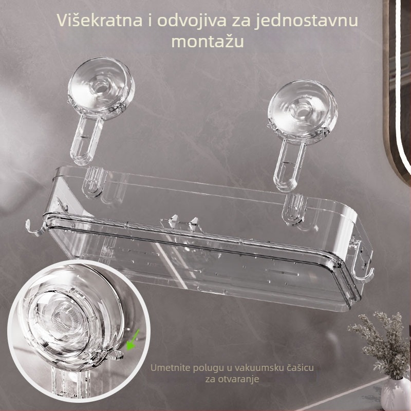 Kuhinjski organizator s usisnim držačima za skladištenje luka, đumbira, češnjaka i povrća, zidni bez bušenja, velika kapaciteta