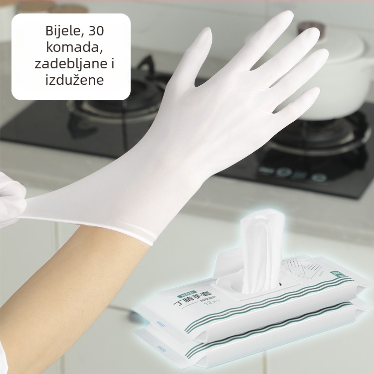 12-inčne jednokratne nitril rukavice za pranje posuđa, kućna uporaba, produžena duljina, tanke, jednobojne