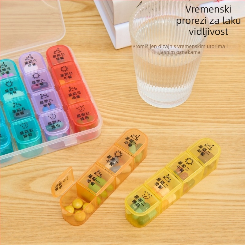 Sedmodnevni prijenosni organizator tableta, plastična kutija za lijekove s odjeljcima