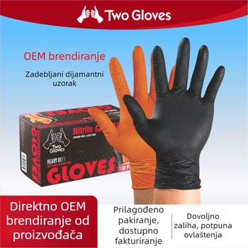 TwoGloves jednokratne nitril rukavice, deblje otporne s dijamantnim uzorkom, za popravke automobila i industrijsku zaštitu otporne na ulje
