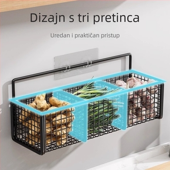 Zidni stalak za luk, đumbir i češnjak – kuhinjski stalak za začine i košara za skladištenje